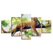 Tree Leopard 5 Piece HD Multi Panel Canvas Wall Art Frame - Original Frame