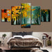 Yellow Leaves Trees Forest 5 Piece HD Multi Panel Canvas Wall Art Frame - Original Frame