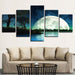 Giant Moon Rising 5 Piece HD Multi Panel Canvas Wall Art Frame - Original Frame