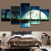 Giant Moon Rising 5 Piece HD Multi Panel Canvas Wall Art Frame - Original Frame