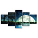 Giant Moon Rising 5 Piece HD Multi Panel Canvas Wall Art Frame - Original Frame