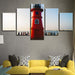 Red Lighthouse 5 Piece HD Multi Panel Canvas Wall Art Frame - Original Frame