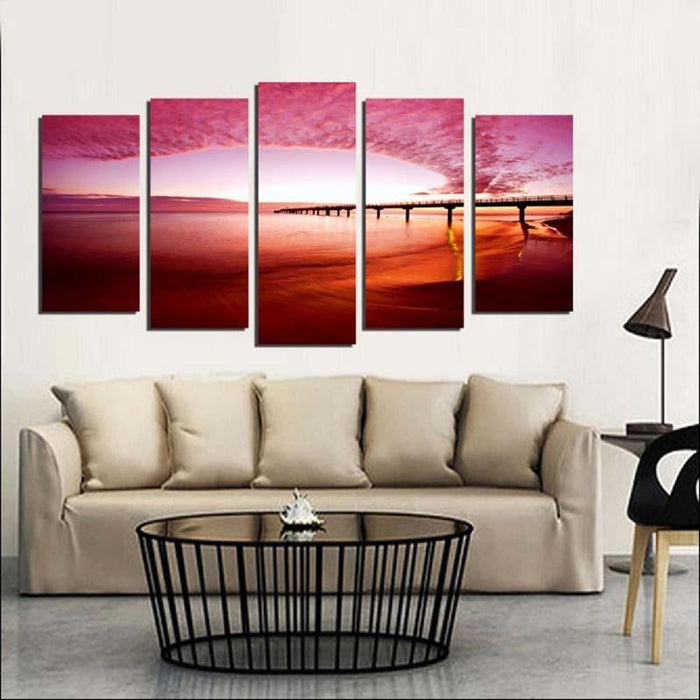 Bridge 5 Piece HD Multi Panel Canvas Wall Art Frame - Original Frame