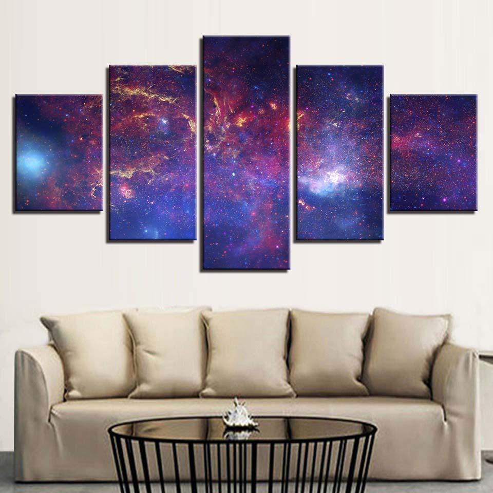 Red Nebula Space 5 Piece HD Multi Panel Canvas Wall Art Frame - Original Frame