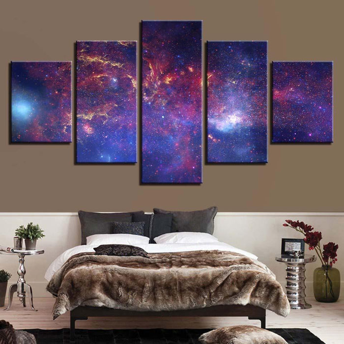 Red Nebula Space 5 Piece HD Multi Panel Canvas Wall Art Frame - Original Frame