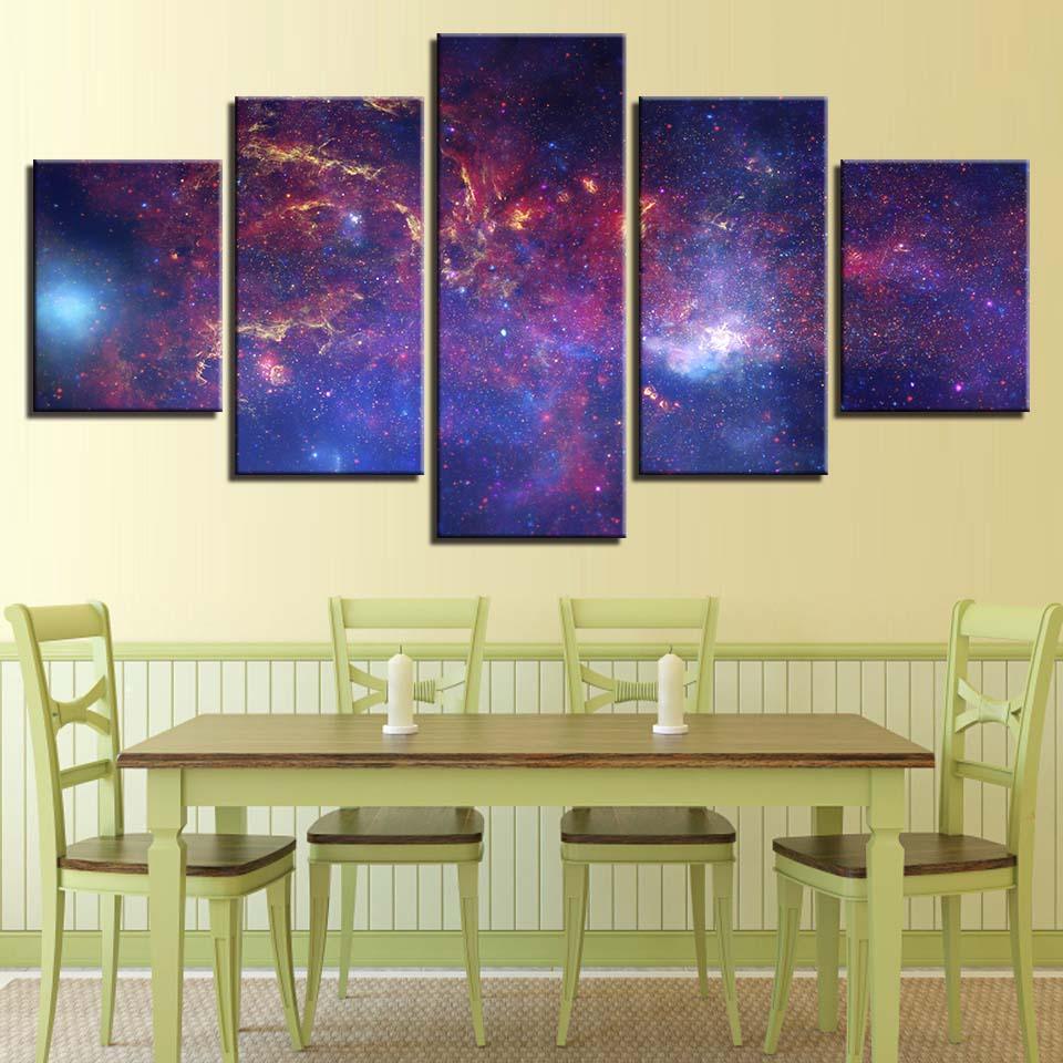 Red Nebula Space 5 Piece HD Multi Panel Canvas Wall Art Frame - Original Frame