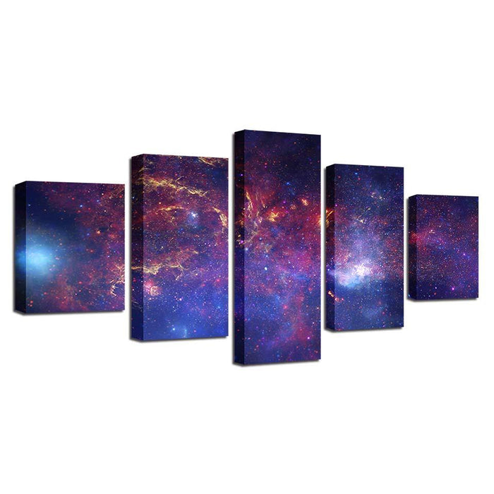 Red Nebula Space 5 Piece HD Multi Panel Canvas Wall Art Frame - Original Frame