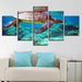 Blue Sea Turtle 5 Piece HD Multi Panel Canvas Wall Art Frame - Original Frame