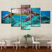 Blue Sea Turtle 5 Piece HD Multi Panel Canvas Wall Art Frame - Original Frame