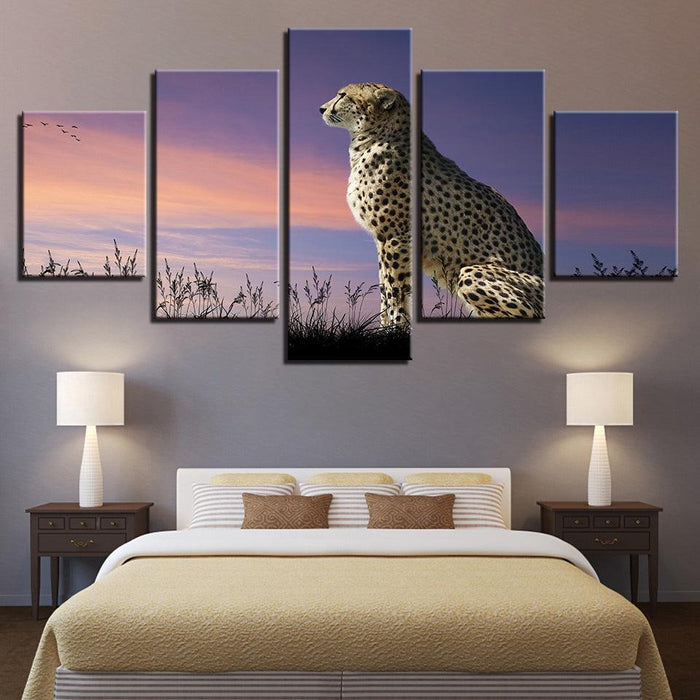 Proud Leopard 5 Piece HD Multi Panel Canvas Wall Art Frame