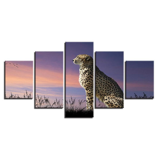 Proud Leopard 5 Piece HD Multi Panel Canvas Wall Art - Original Frame