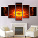 Fire And Ball Hoop Basketball 5 Piece HD Multi Panel Canvas Wall Art Frame - Original Frame