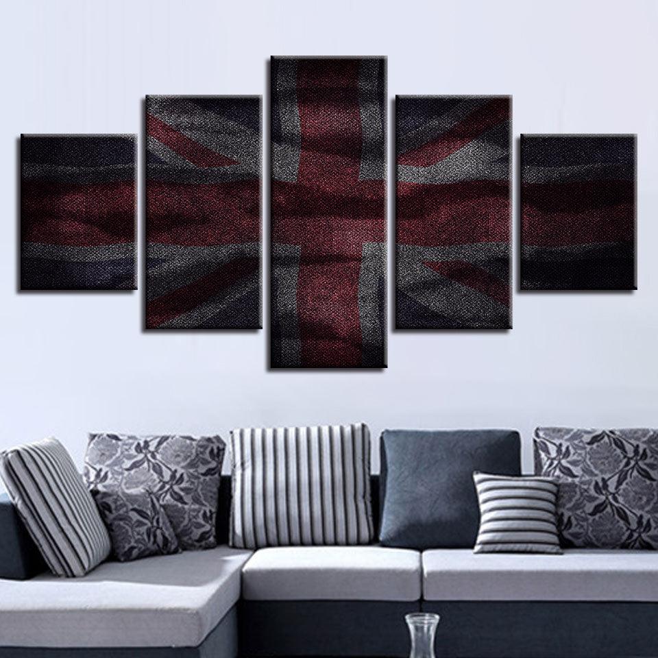 Flag Of British 5 Piece HD Multi Panel Canvas Wall Art Frame - Original Frame