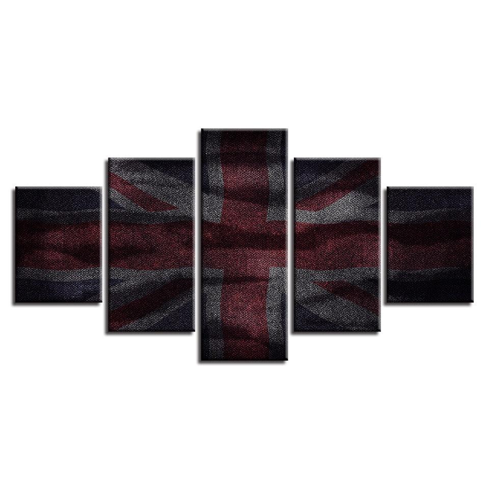 Flag Of British 5 Piece HD Multi Panel Canvas Wall Art Frame - Original Frame