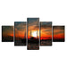 Sailing Under The Sunset 5 Piece HD Multi Panel Canvas Wall Art Frame - Original Frame