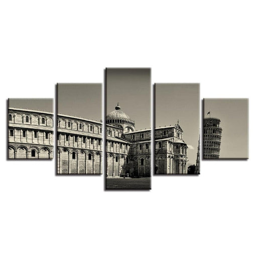 Leaning Tower Of Pisa 5 Piece HD Multi Panel Canvas Wall Art Frame - Original Frame