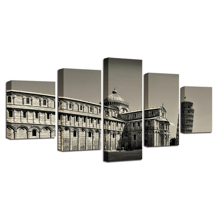 Leaning Tower Of Pisa 5 Piece HD Multi Panel Canvas Wall Art Frame - Original Frame