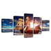 Sunlit Sailboat 5 Piece HD Multi Panel Canvas Wall Art Frame - Original Frame