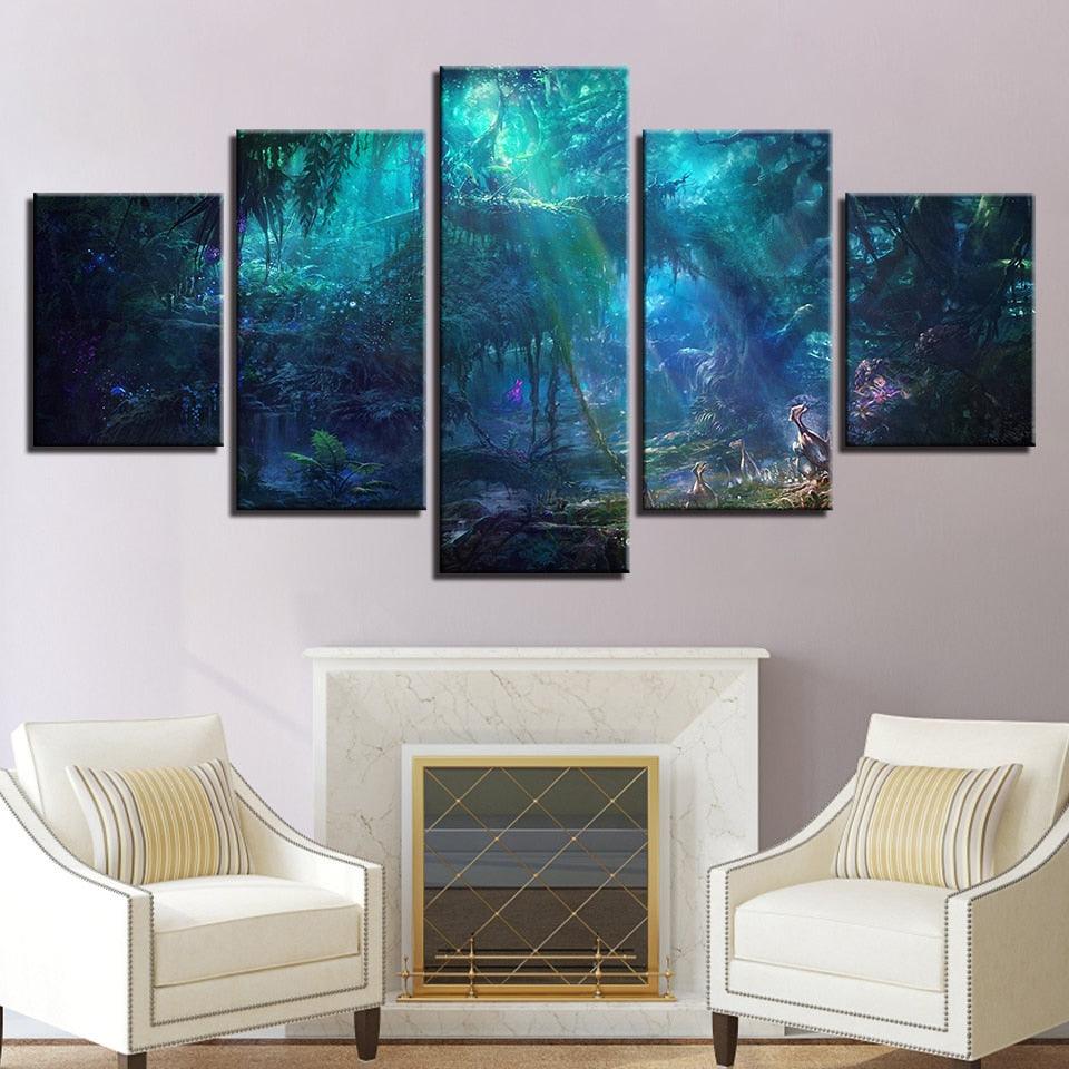 Mysterious Forest 5 Piece HD Multi Panel Canvas Wall Art Frame - Original Frame