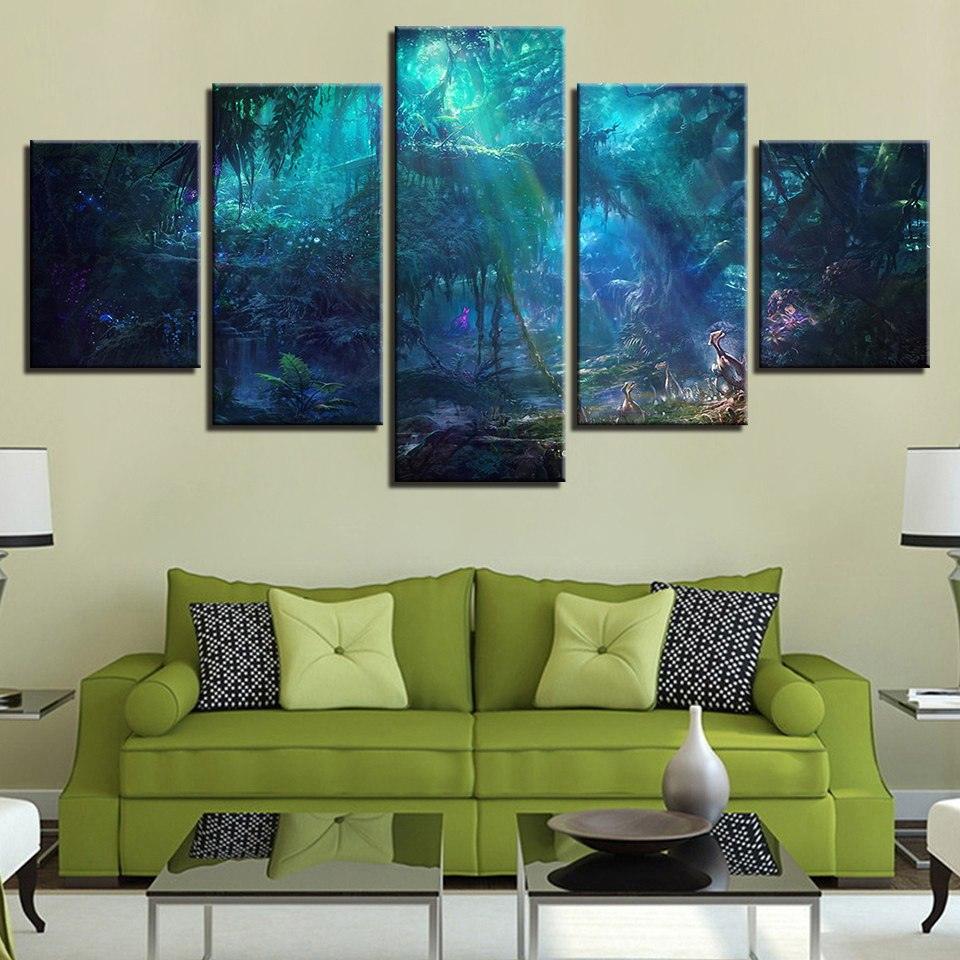 Mysterious Forest 5 Piece HD Multi Panel Canvas Wall Art Frame - Original Frame