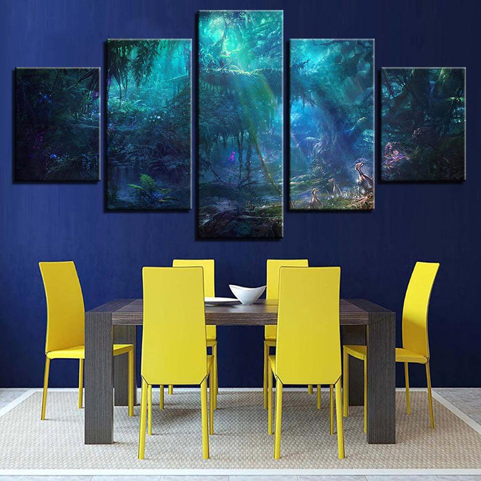 Mysterious Forest 5 Piece HD Multi Panel Canvas Wall Art Frame - Original Frame