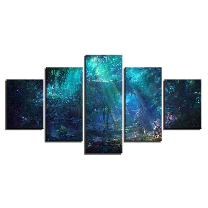 Mysterious Forest 5 Piece HD Multi Panel Canvas Wall Art Frame - Original Frame