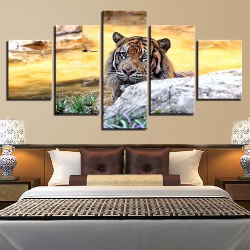 Majestic Tiger 5 Piece HD Multi Panel Canvas Wall Art Frame - Original Frame