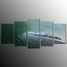 Wave And City 5 Piece HD Multi Panel Canvas Wall Art Frame - Original Frame