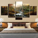 Forest Waterfalls Streams 5 Piece HD Multi Panel Canvas Wall Art Frame - Original Frame