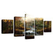 Forest Waterfalls Streams 5 Piece HD Multi Panel Canvas Wall Art Frame - Original Frame