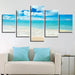 Blue Sea Waves on Beach 5 Piece HD Multi Panel Canvas Wall Art Frame - Original Frame