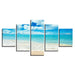 Blue Sea Waves on Beach 5 Piece HD Multi Panel Canvas Wall Art Frame - Original Frame