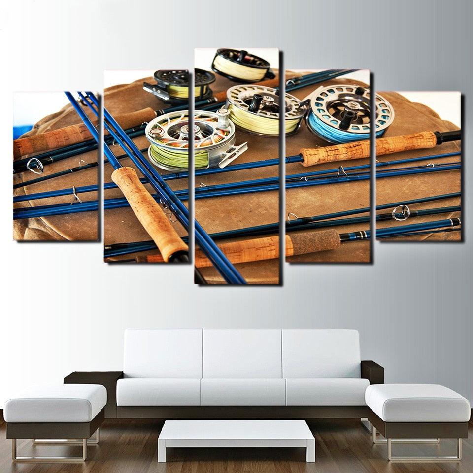 Colorful Line And Hook 5 Piece HD Multi Panel Canvas Wall Art Frame - Original Frame