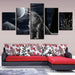 Moon Night Wolf Howl 5 Piece HD Multi Panel Canvas Wall Art Frame - Original Frame