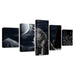 Moon Night Wolf Howl 5 Piece HD Multi Panel Canvas Wall Art Frame - Original Frame