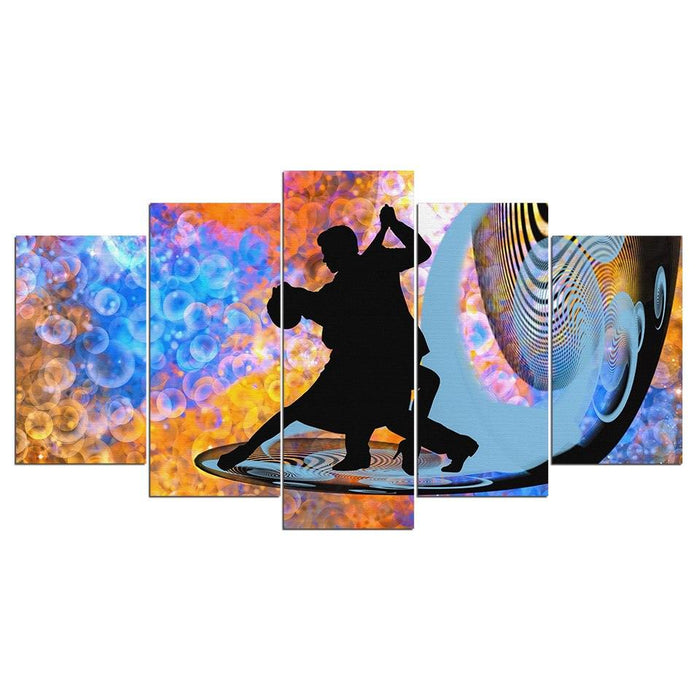 Abstract Couple Dance 5 Piece HD Multi Panel Canvas Wall Art Frame