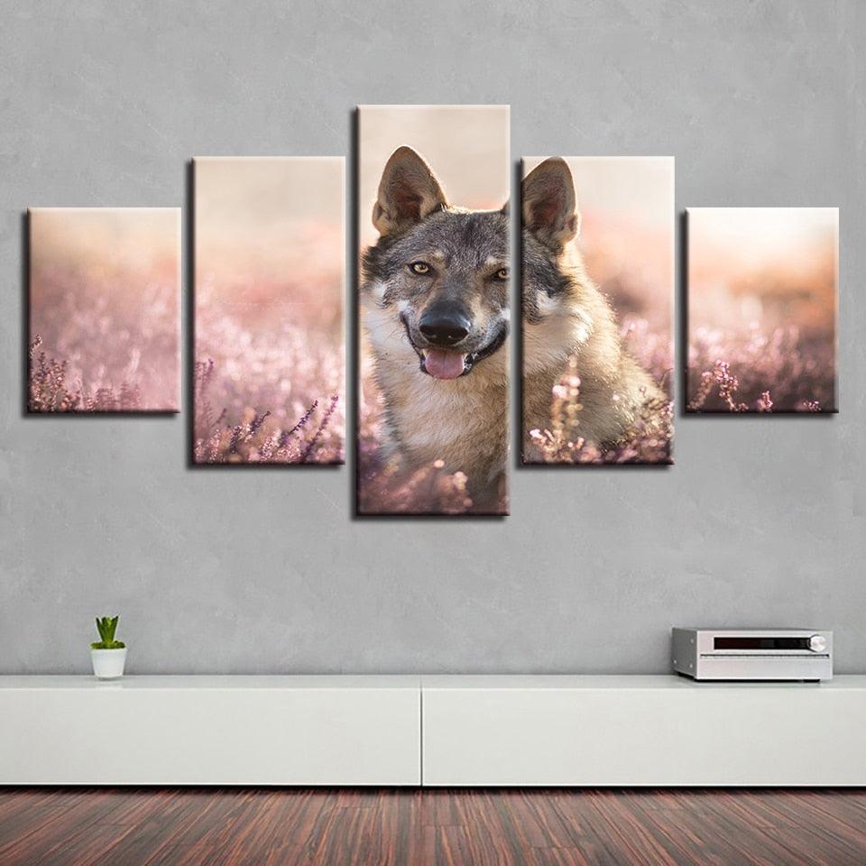 Wolfdog 5 Piece HD Multi Panel Canvas Wall Art Frame - Original Frame
