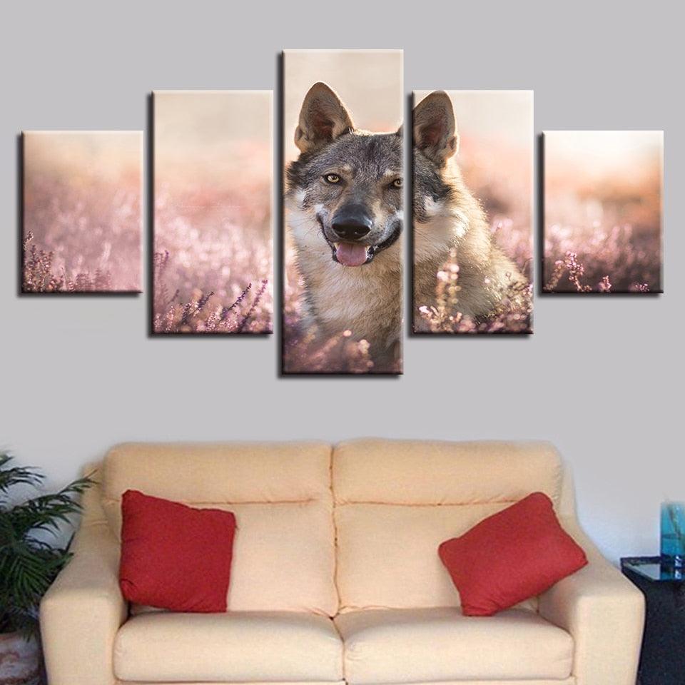 Wolfdog 5 Piece HD Multi Panel Canvas Wall Art Frame - Original Frame