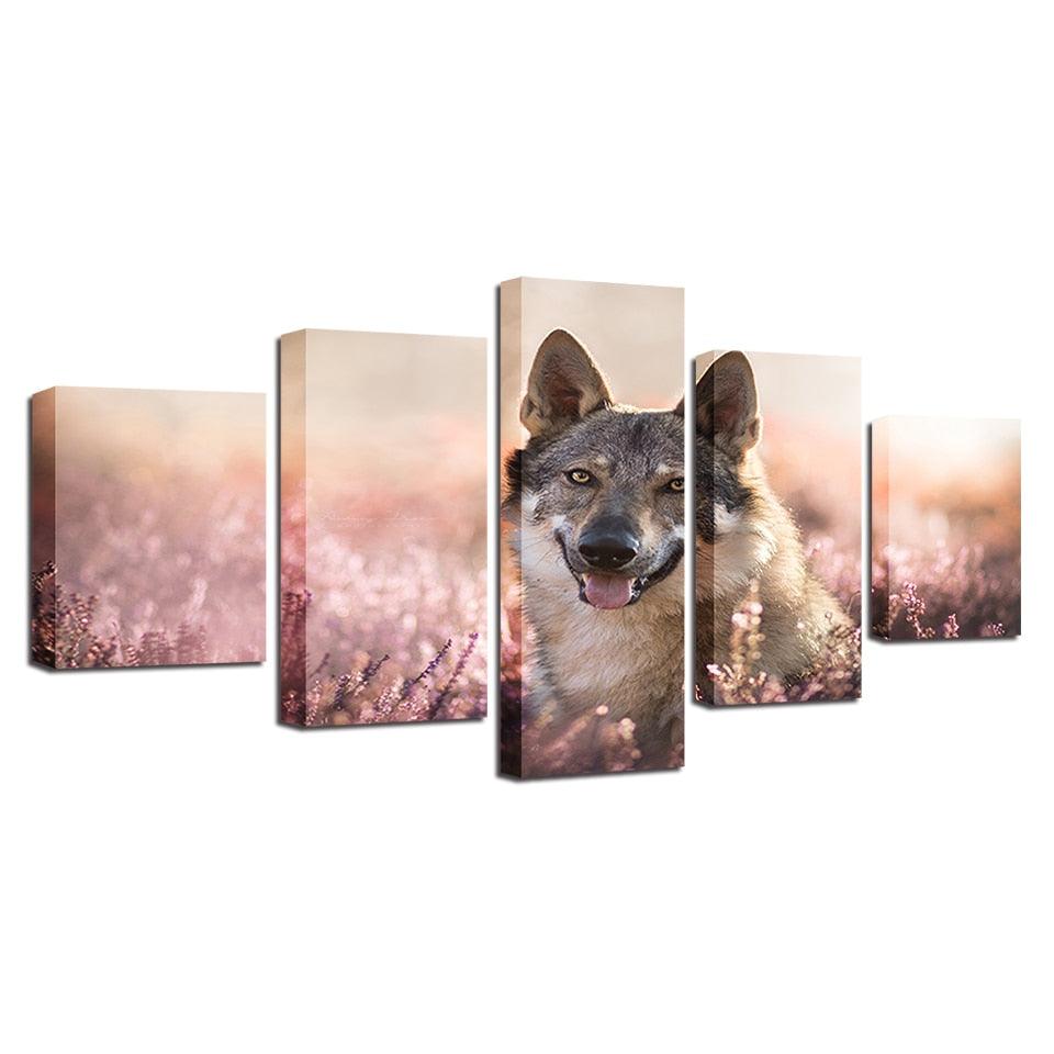 Wolfdog 5 Piece HD Multi Panel Canvas Wall Art Frame - Original Frame