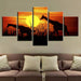 Sunset Forest Giraffes 5 Piece HD Multi Panel Canvas Wall Art Frame - Original Frame