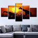 Sunset Forest Giraffes 5 Piece HD Multi Panel Canvas Wall Art Frame - Original Frame