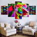 Rainbow Lion 5 Piece HD Multi Panel Canvas Wall Art - Original Frame