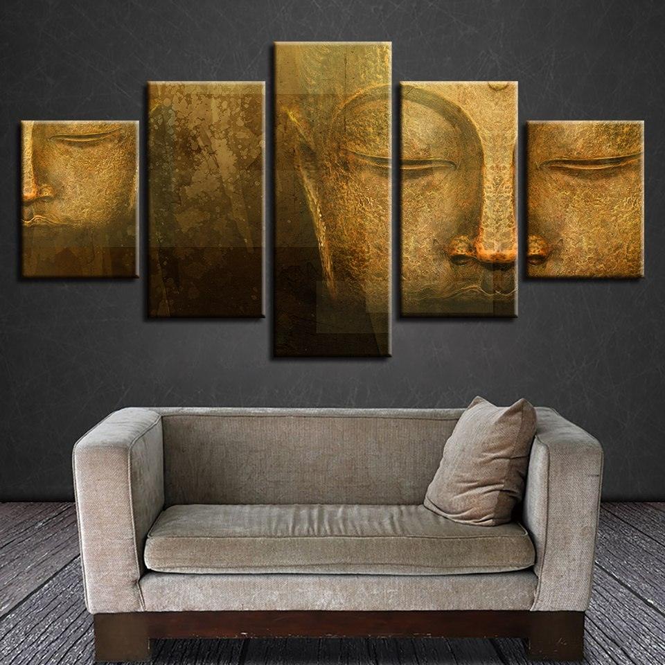 Buddha Painting 5 Piece HD Multi Panel Canvas Wall Art Frame - Original Frame