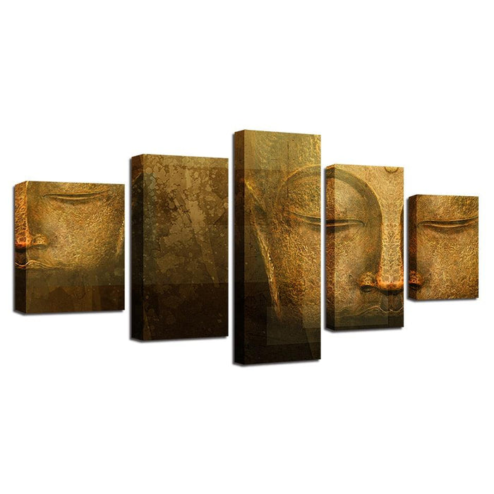 Buddha Painting 5 Piece HD Multi Panel Canvas Wall Art Frame - Original Frame