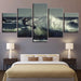 Surfing Waves 5 Piece HD Multi Panel Canvas Wall Art Frame - Original Frame