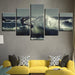 Surfing Waves 5 Piece HD Multi Panel Canvas Wall Art Frame - Original Frame