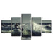 Surfing Waves 5 Piece HD Multi Panel Canvas Wall Art Frame - Original Frame