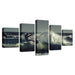 Surfing Waves 5 Piece HD Multi Panel Canvas Wall Art Frame - Original Frame