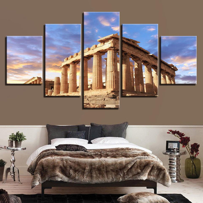 Acropolis of Athens 5 Piece HD Multi Panel Canvas Wall Art Frame - Original Frame