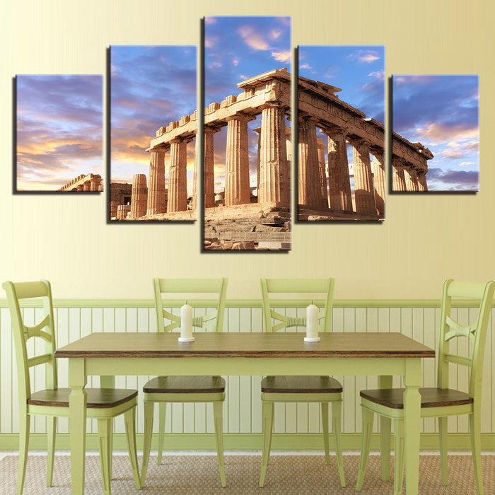 Acropolis of Athens 5 Piece HD Multi Panel Canvas Wall Art Frame - Original Frame